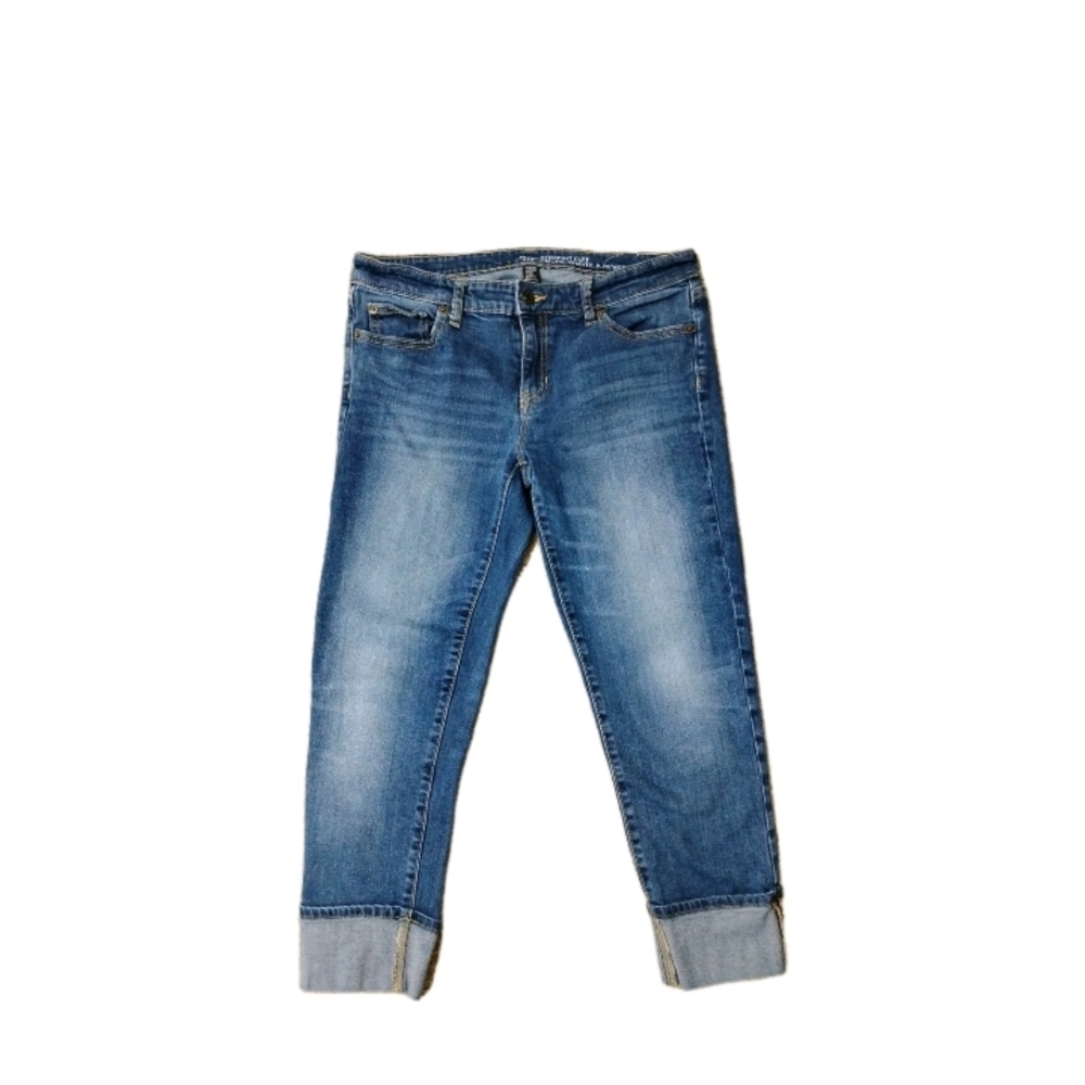 GAP Straight Cuff Jeans Dark Indigo Stretch Cotton Blend Women's Size 6